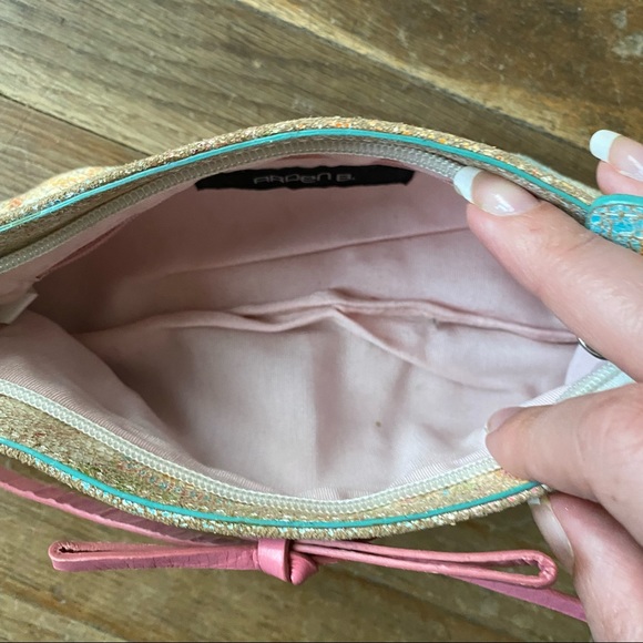 Arden B Cracked Leather Pastel Pink Blue Clutch Distressed Painted Style - Picture 4 of 5